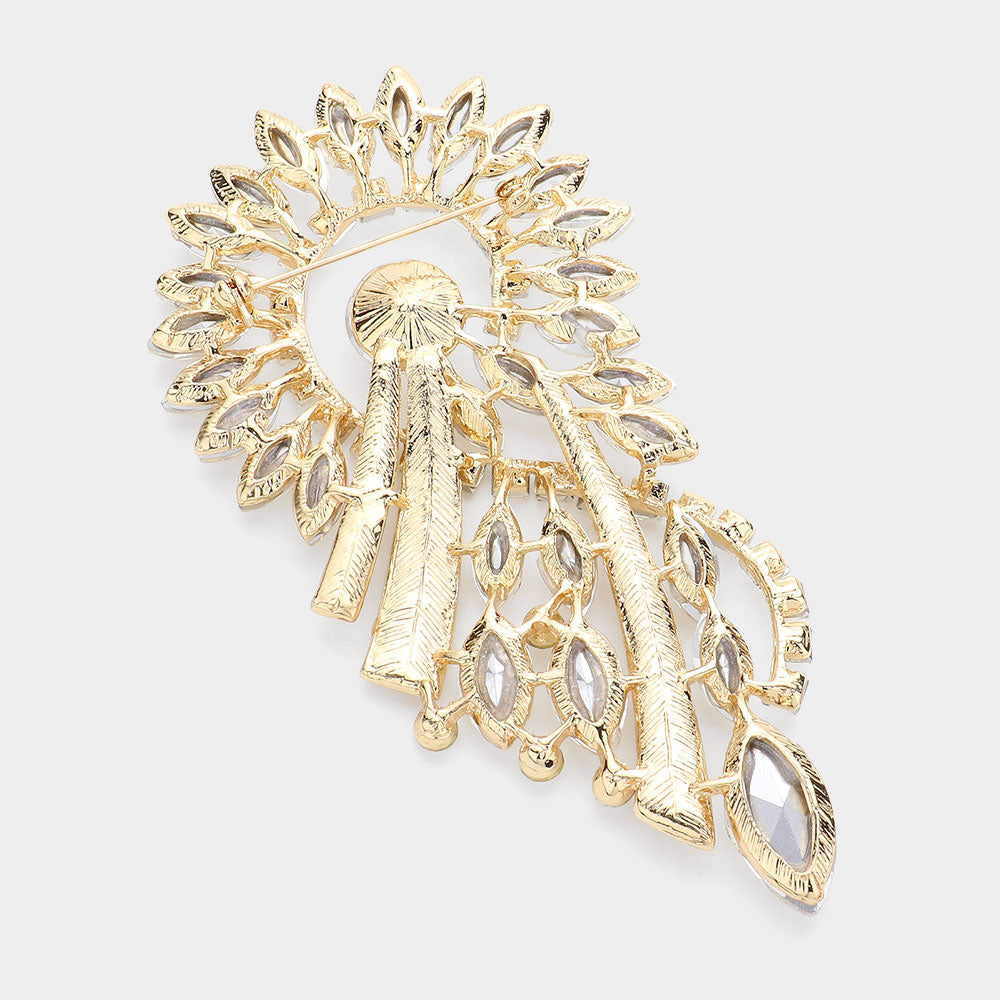 iLLASPARKZ Marquise Stone Cluster Embellished Abstract Pin Brooch