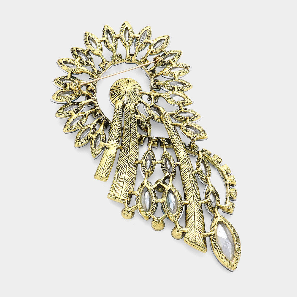 iLLASPARKZ Marquise Stone Cluster Embellished Abstract Pin Brooch