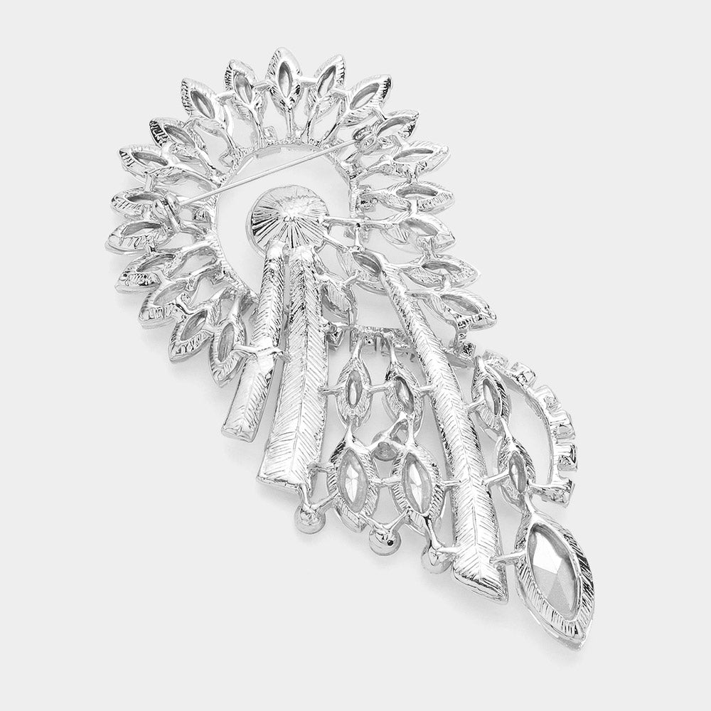 iLLASPARKZ Marquise Stone Cluster Embellished Abstract Pin Brooch