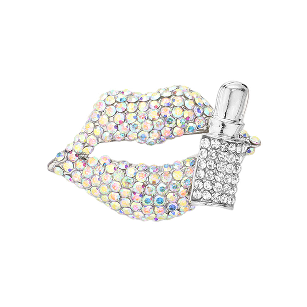 iLLASPARKZ Bling Studded Lip and Lipstick Pin Brooch