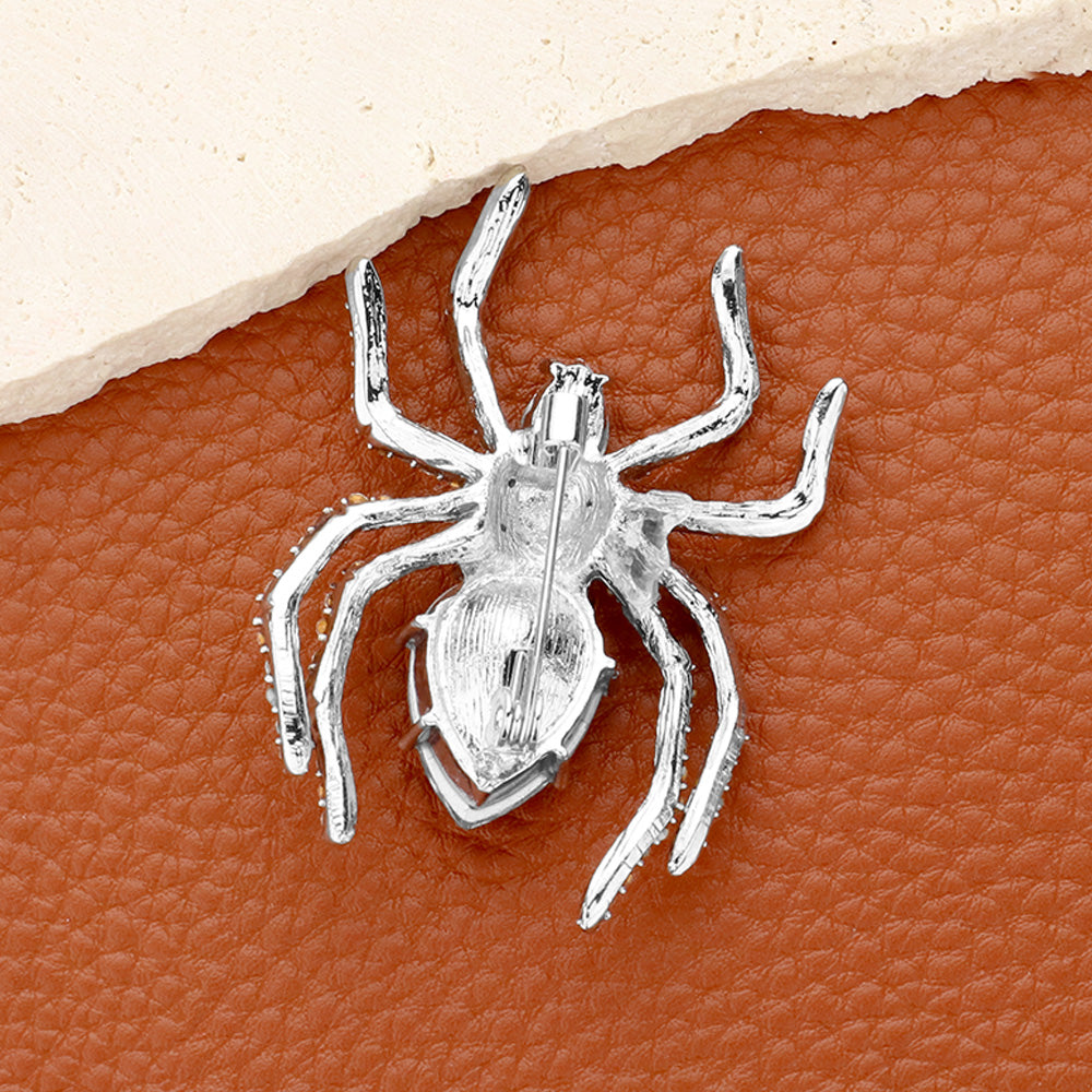 iLLASPARKZ Stone Embellished Spider Pin Brooch