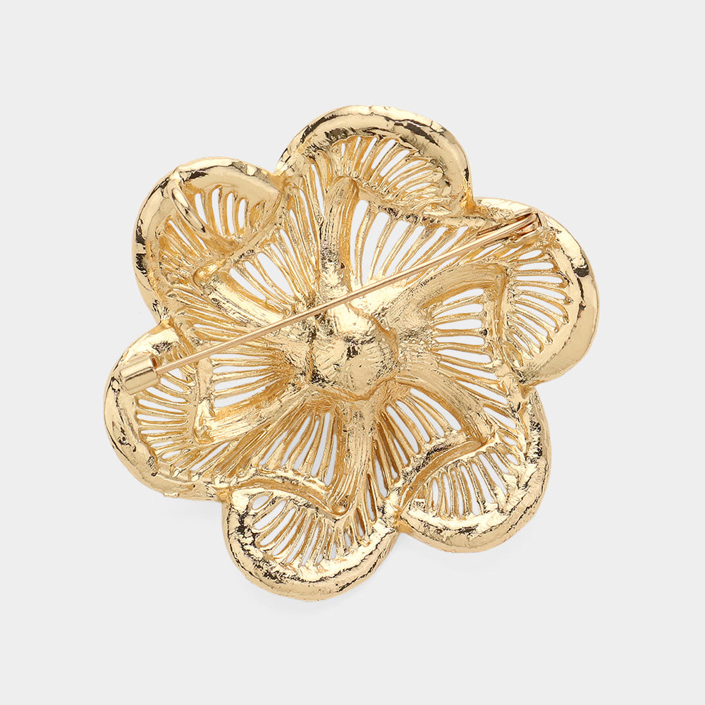 iLLASPARKZ Pearl Pointed Stone Paved Flower Pin Brooch