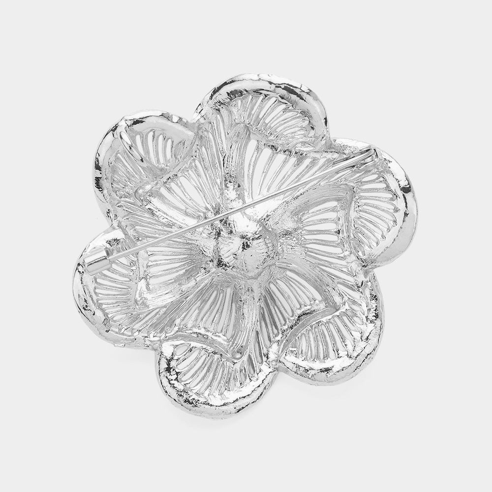 iLLASPARKZ Pearl Pointed Stone Paved Flower Pin Brooch