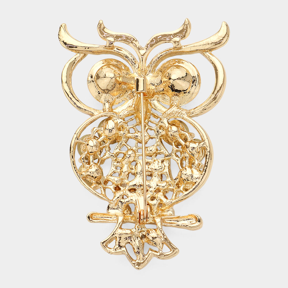 iLLASPARKZ Stone Embellished Owl Pin Brooch