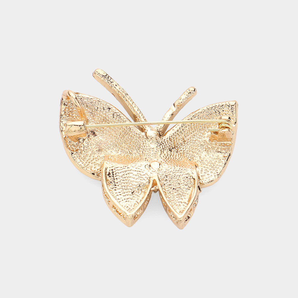 iLLASPARKZ Marquise Stone Pointed Rhinestone Paved Butterfly Pin Brooch