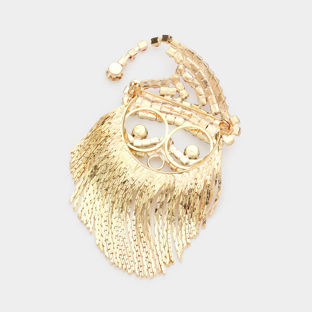 iLLASPARKZ Crystal Santa Claus fringe beard brooch