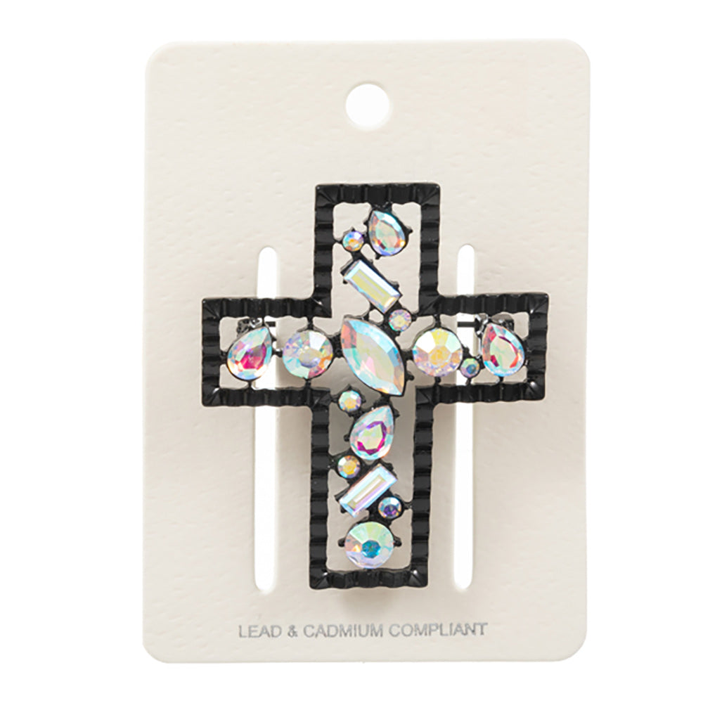 iLLASPARKZ Stone Cluster Embellished Cross Pin Brooch