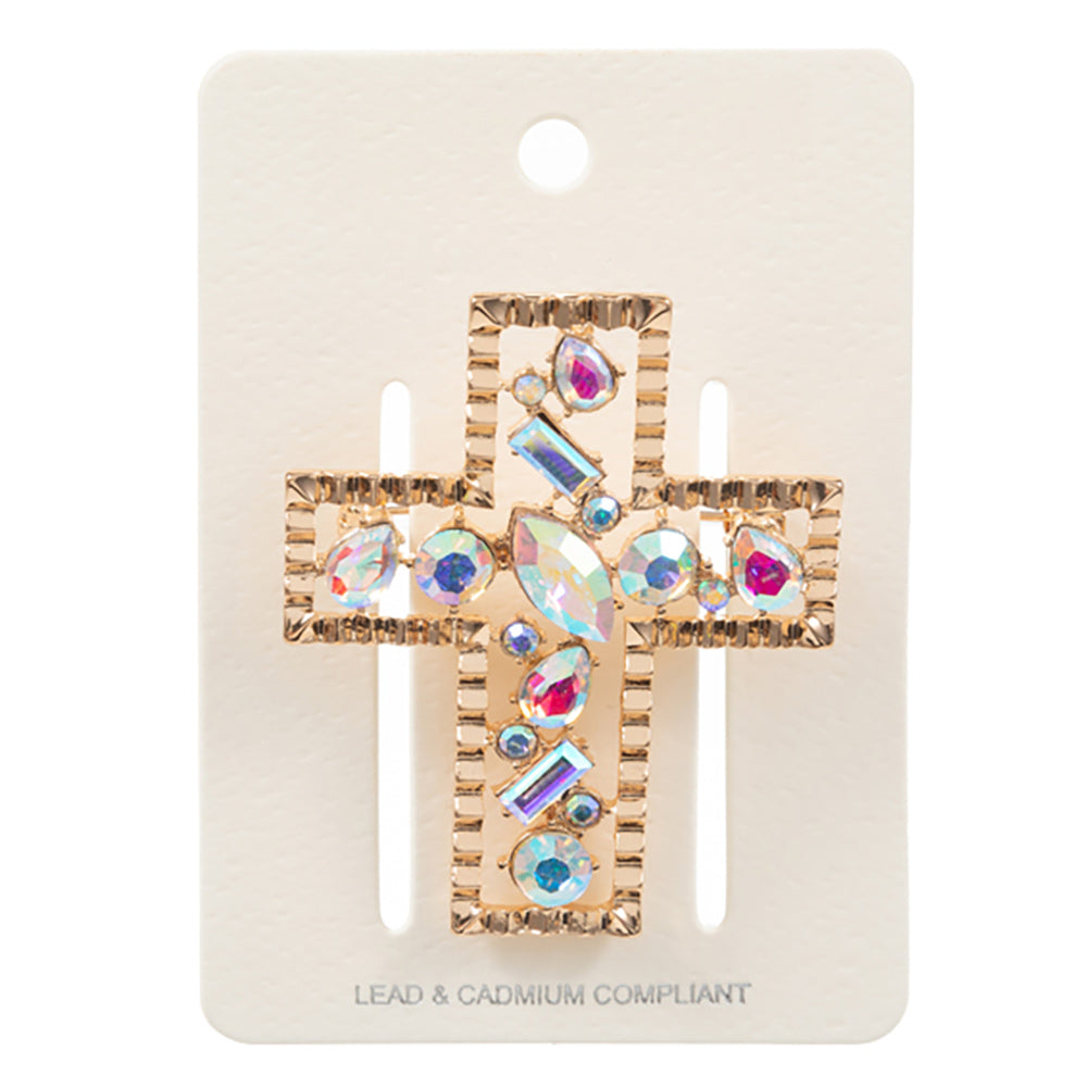 iLLASPARKZ Stone Cluster Embellished Cross Pin Brooch