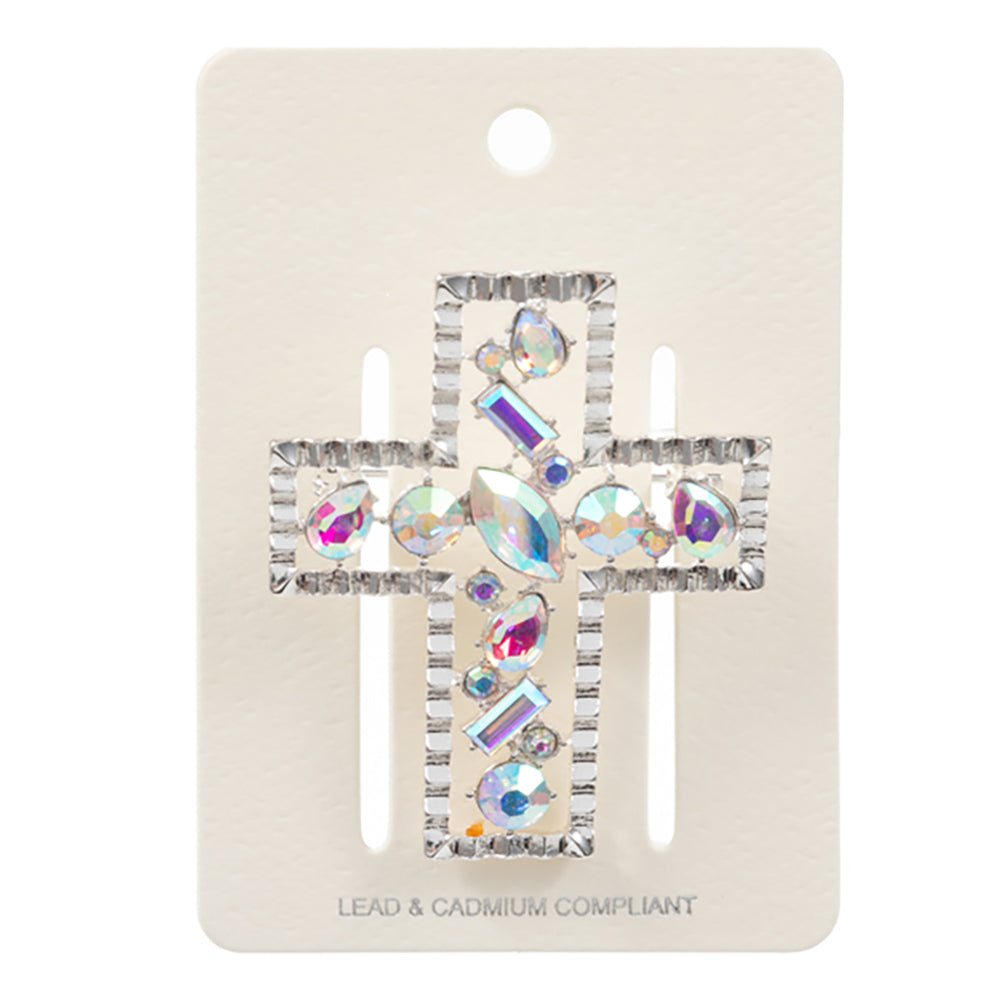 iLLASPARKZ Stone Cluster Embellished Cross Pin Brooch