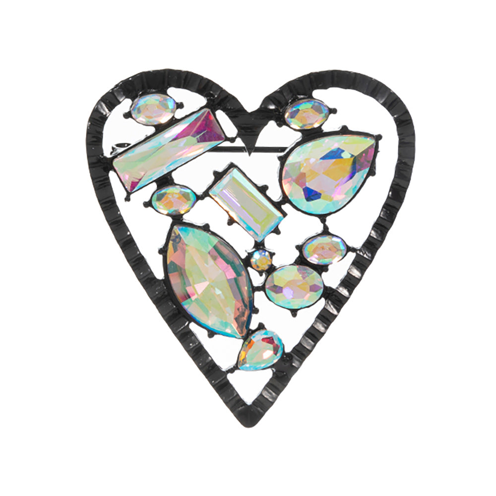 iLLASPARKZ Multi Stone Embellished Heart Pin Brooch