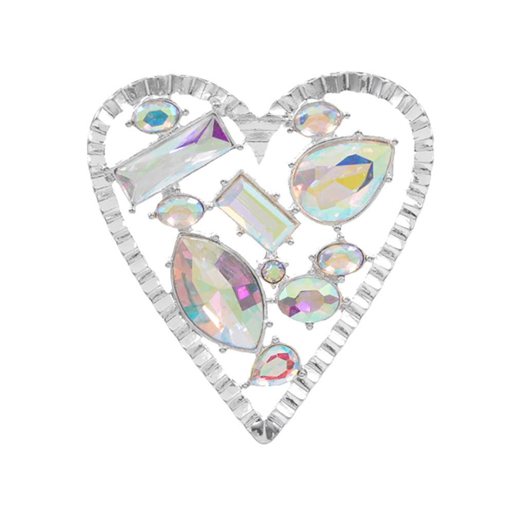 iLLASPARKZ Multi Stone Embellished Heart Pin Brooch