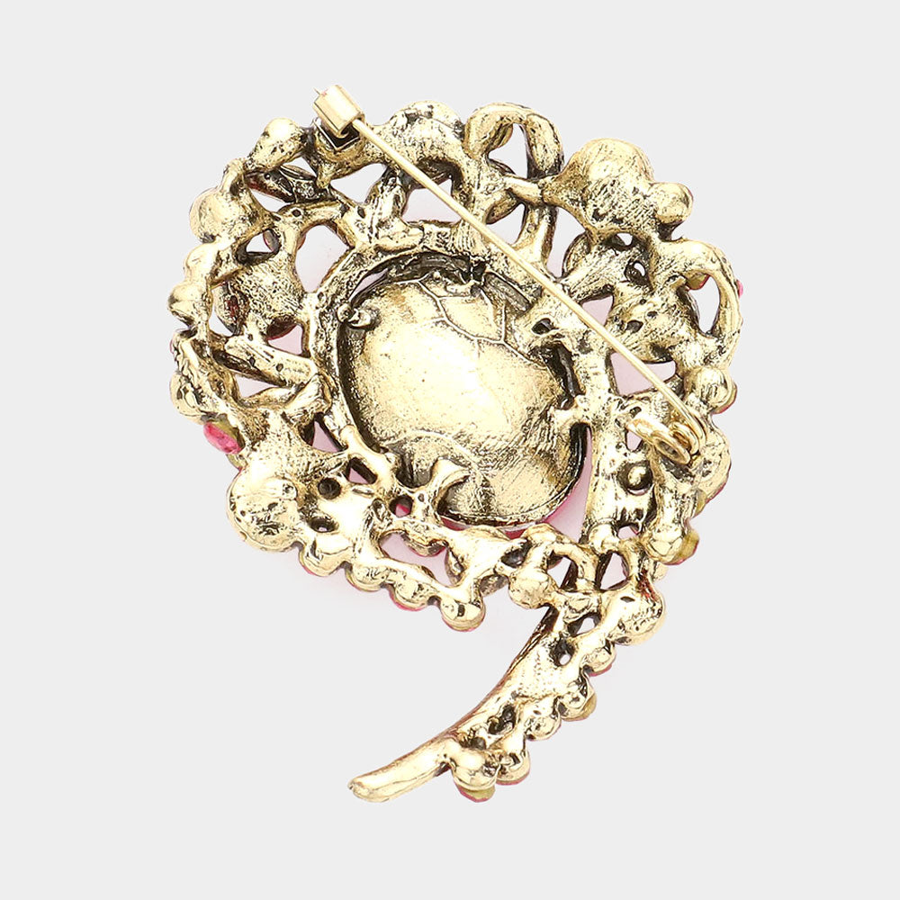 iLLASPARKZ Oval Accented Bubble Stone Cluster Pin Brooch