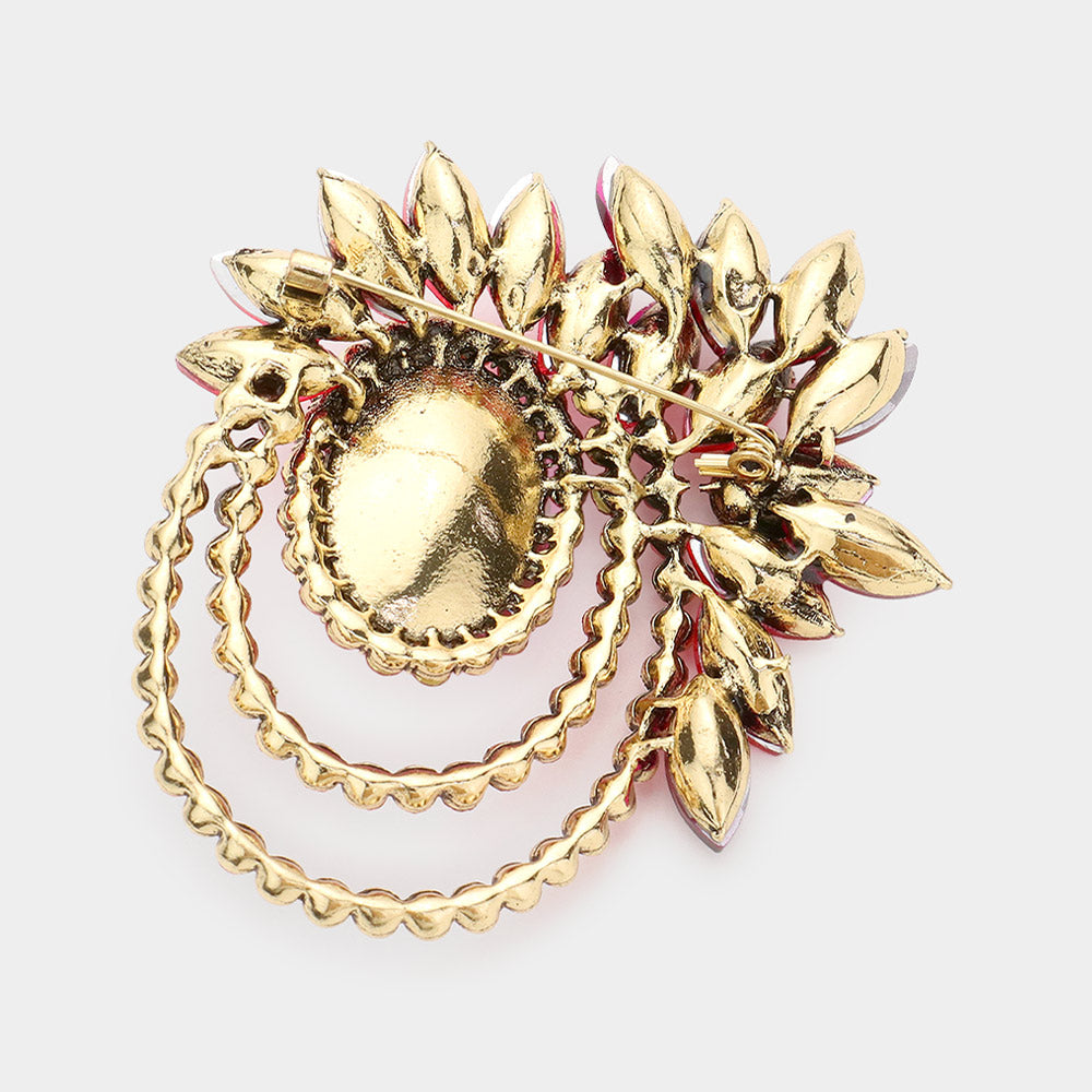 iLLASPARKZ Oval Accented Marquise Stone Cluster Pin Brooch