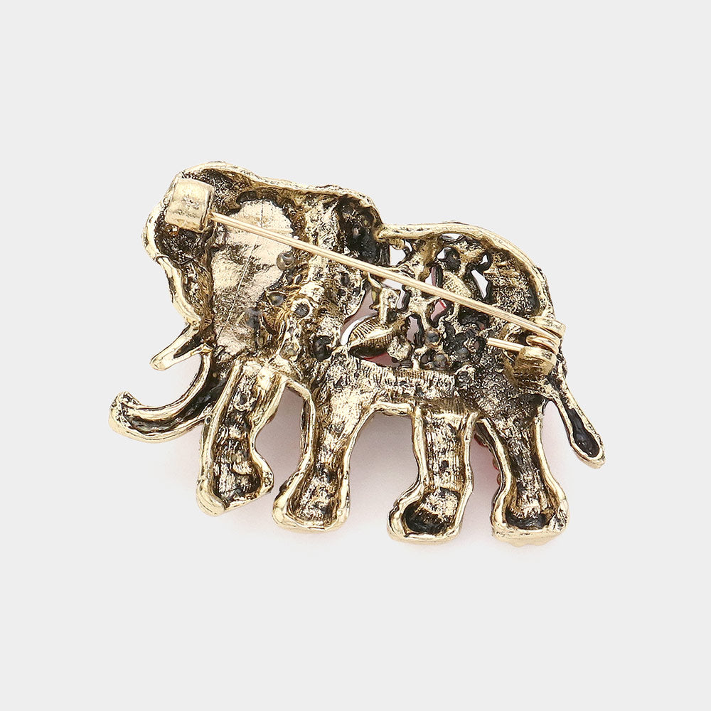 iLLASPARKZ Stone Embellished Elephant Pin Brooch