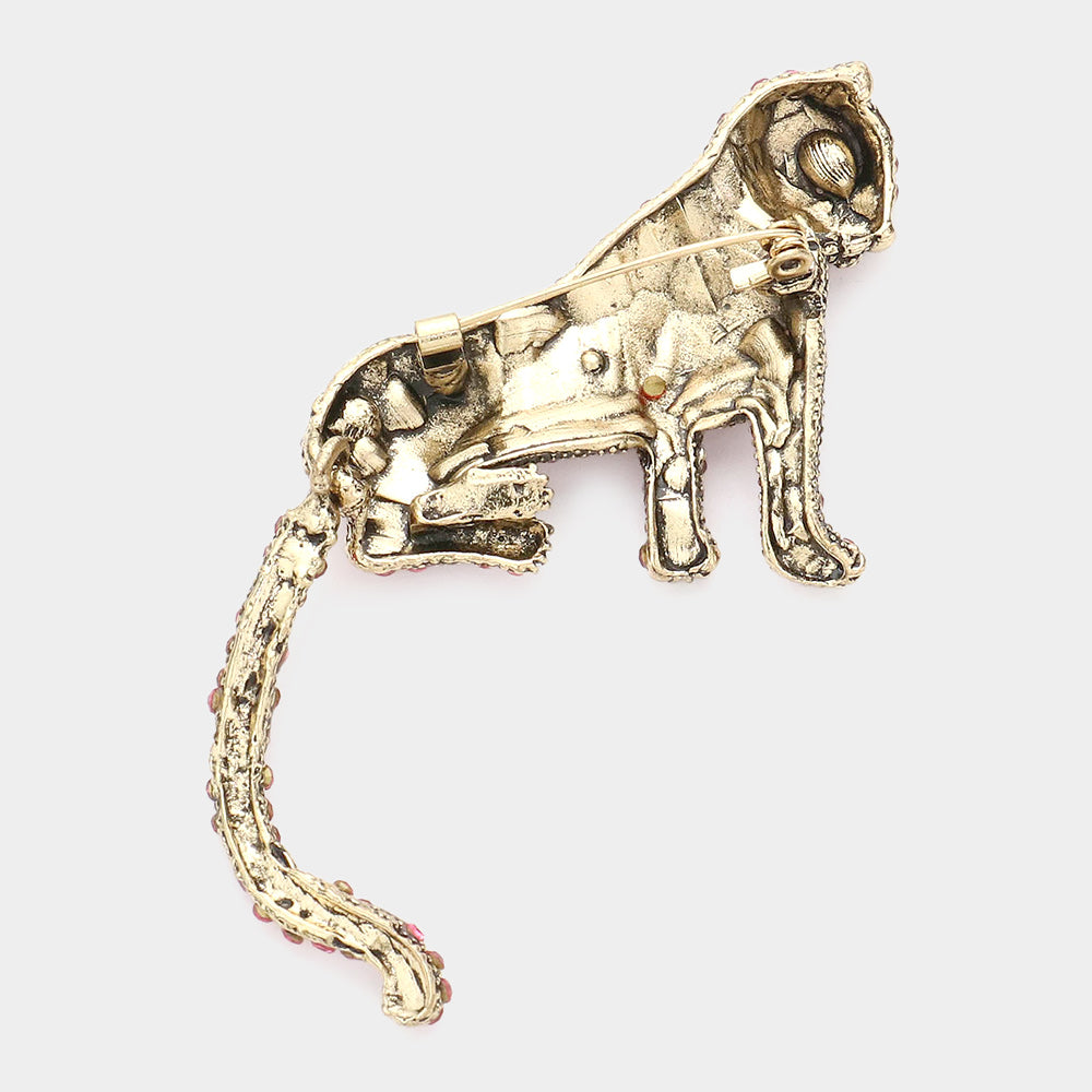 iLLASPARKZ Stone Embellished Leopard Pin Brooch