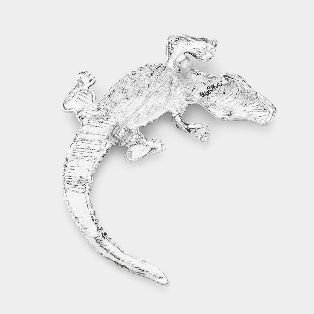 iLLASPARKZ Stone Embellished Alligator/Crocodile Pin Brooch