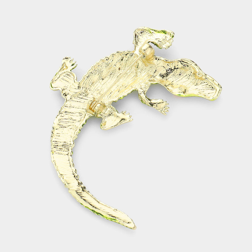 iLLASPARKZ Stone Embellished Alligator/Crocodile Pin Brooch