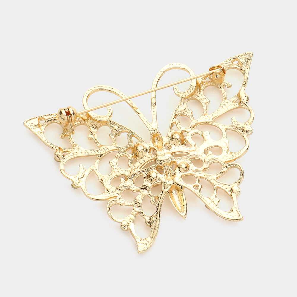 iLLASPARKZ Stone Embellished Metal Butterfly Pin Brooch