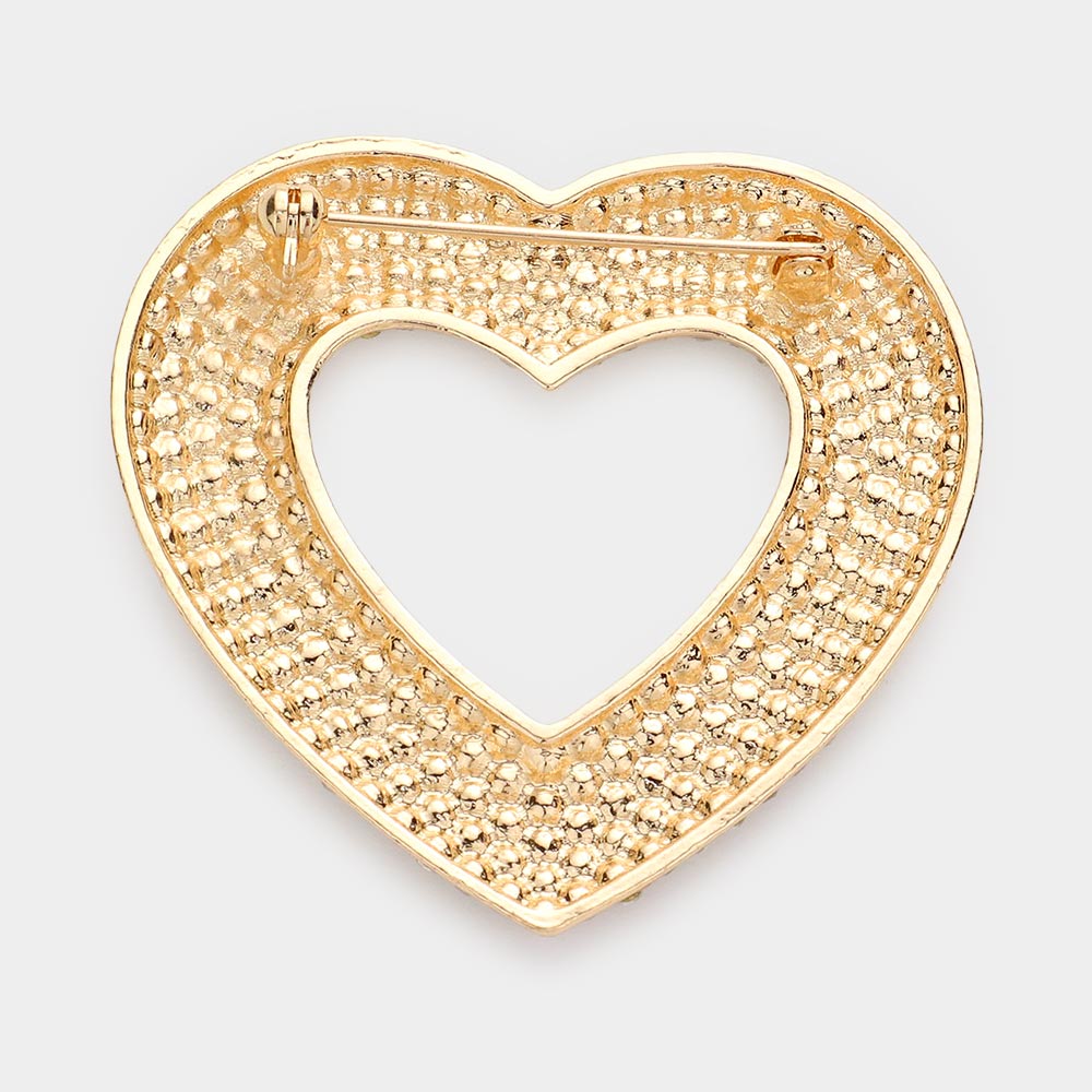 iLLASPARKZ Rhinestone Embellished Open Heart Pin Brooch