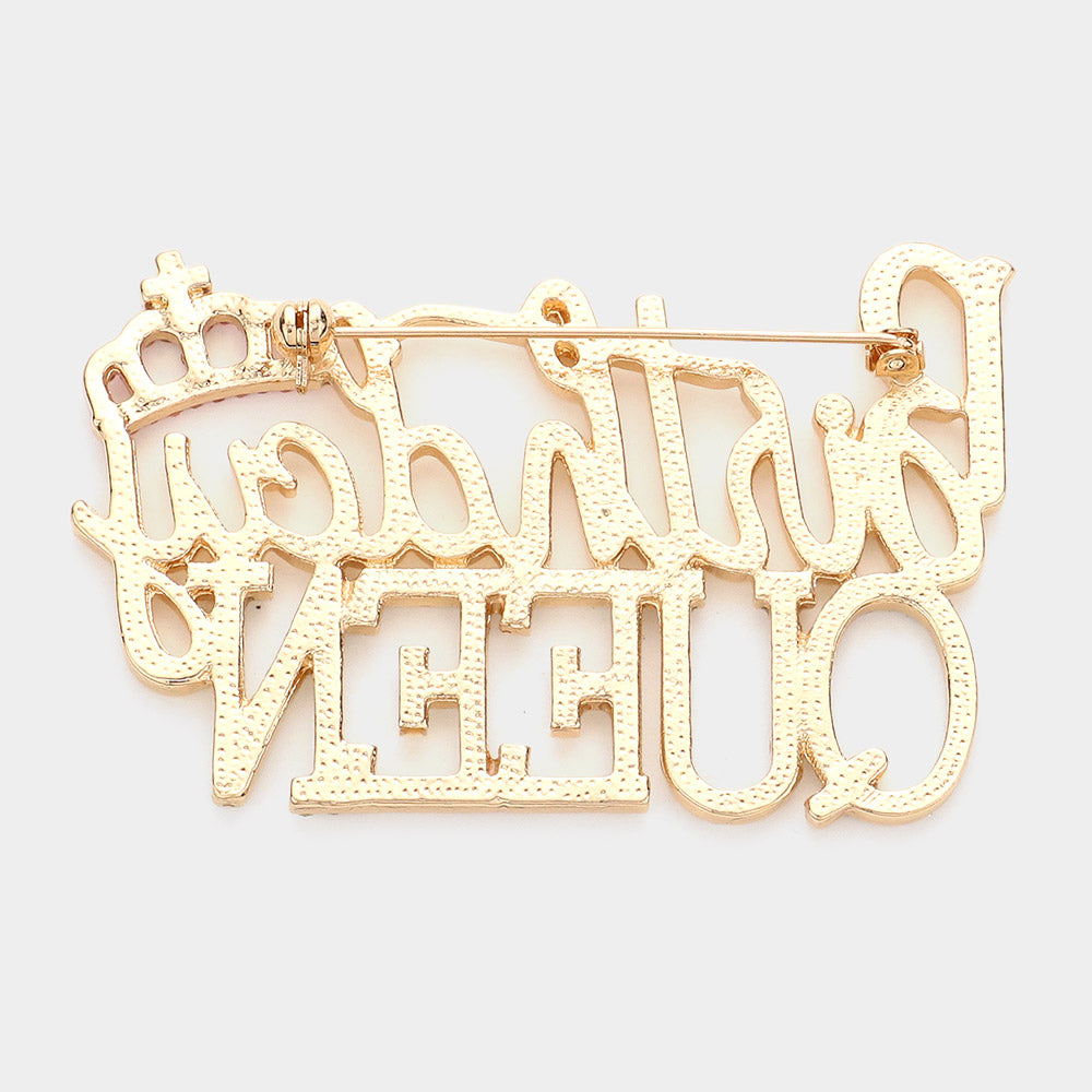 iLLASPARKZ Stone Embellished Birthday Queen Message Crown Pin Brooch