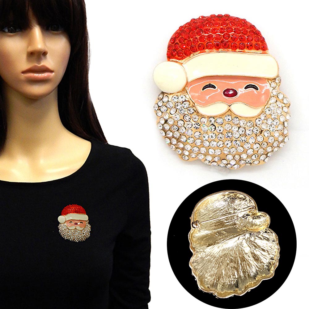 iLLASPARKZ Stone Paved Enamel Santa Pin Brooch