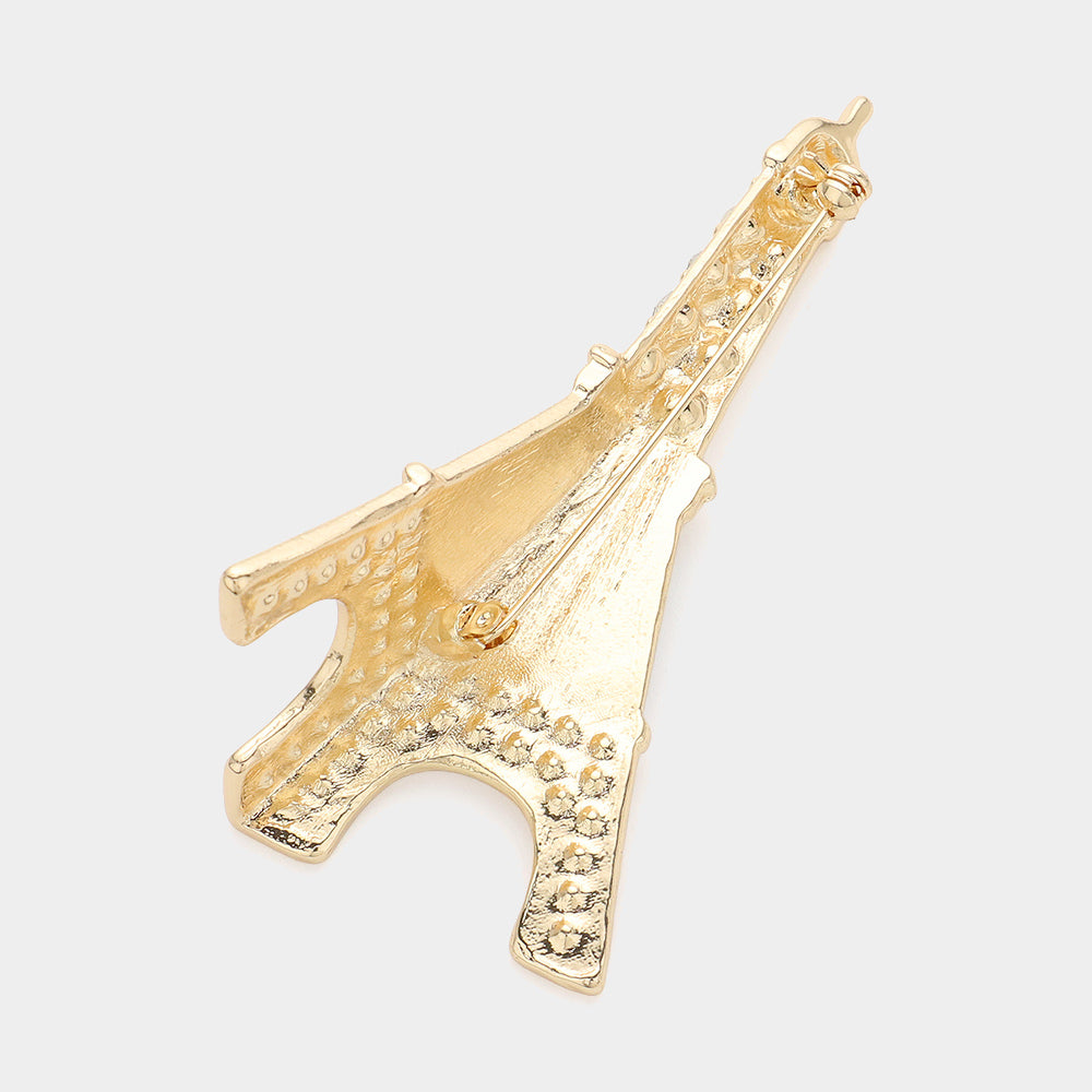 iLLASPARKZ Stone Paved Eiffel Tower Pointed Pin Brooch