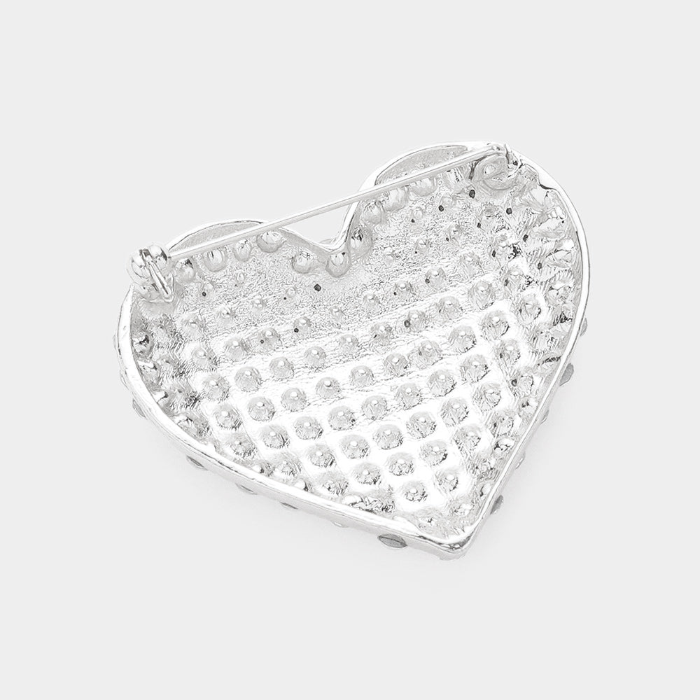 iLLASPARKZ American USA Stone Paved Heart Pin Brooch