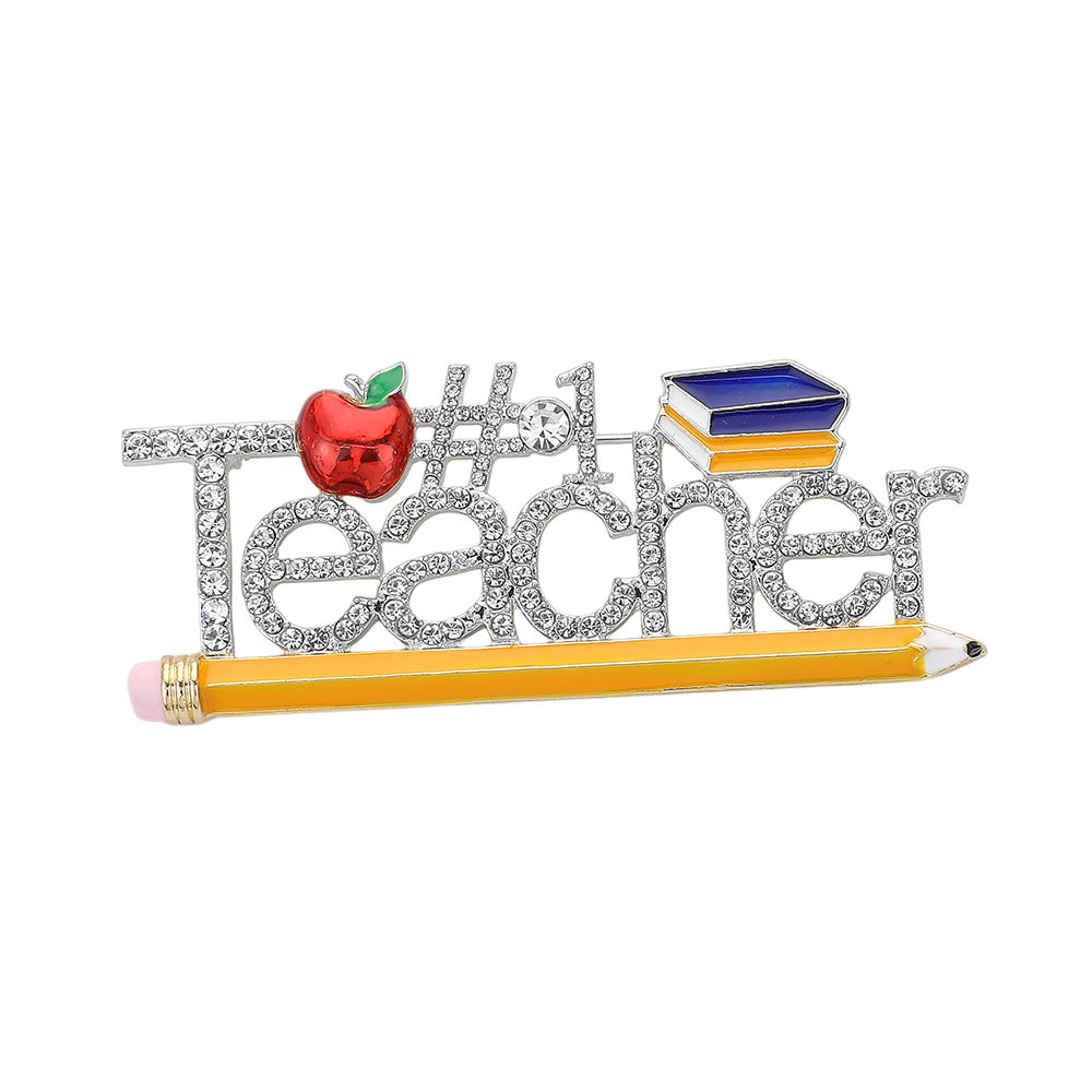 iLLASPARKZ Stone Paved Number 1 Teacher Pin Brooch