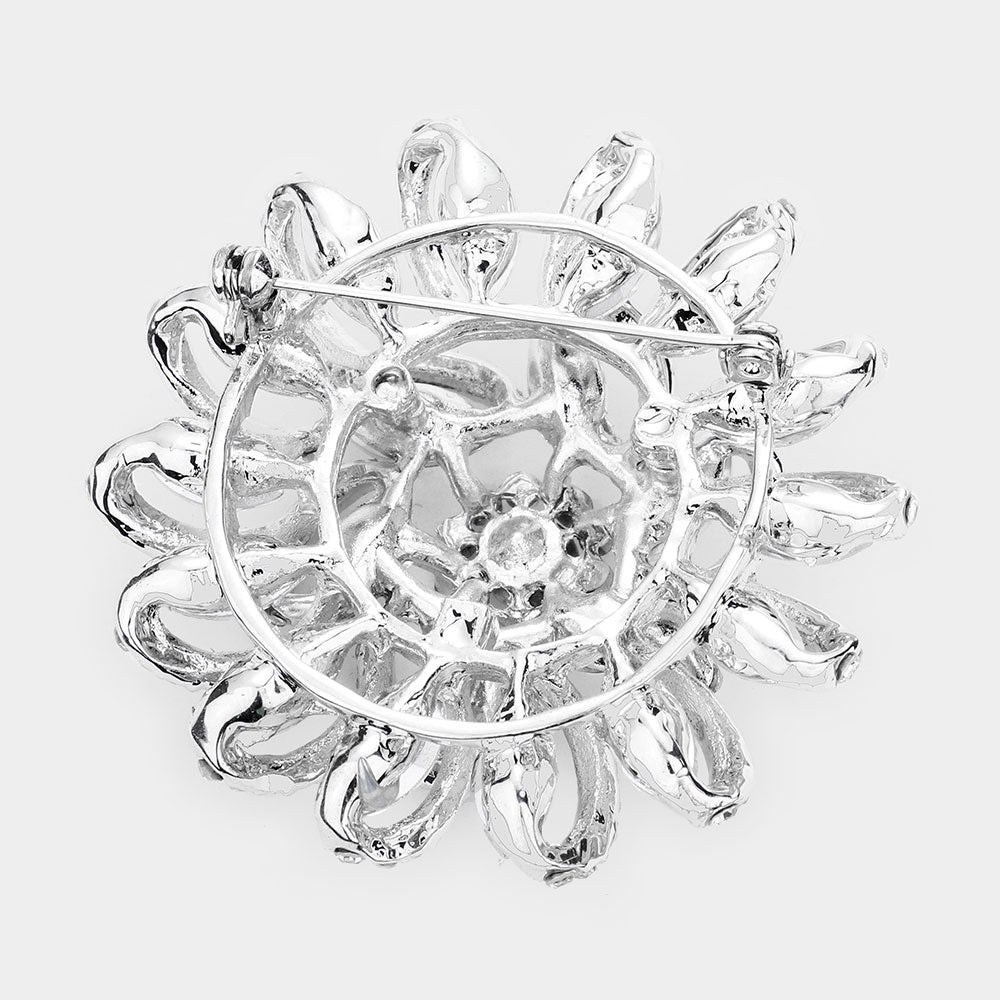 iLLASPARKZ Marquise Stone Detail Flower Pin Brooch