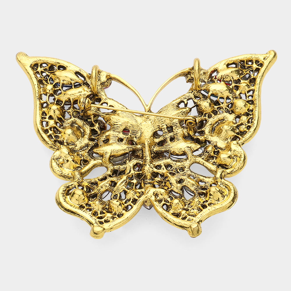 iLLASPARKZ Multi Stone Butterfly Pin Brooch  / Pendant