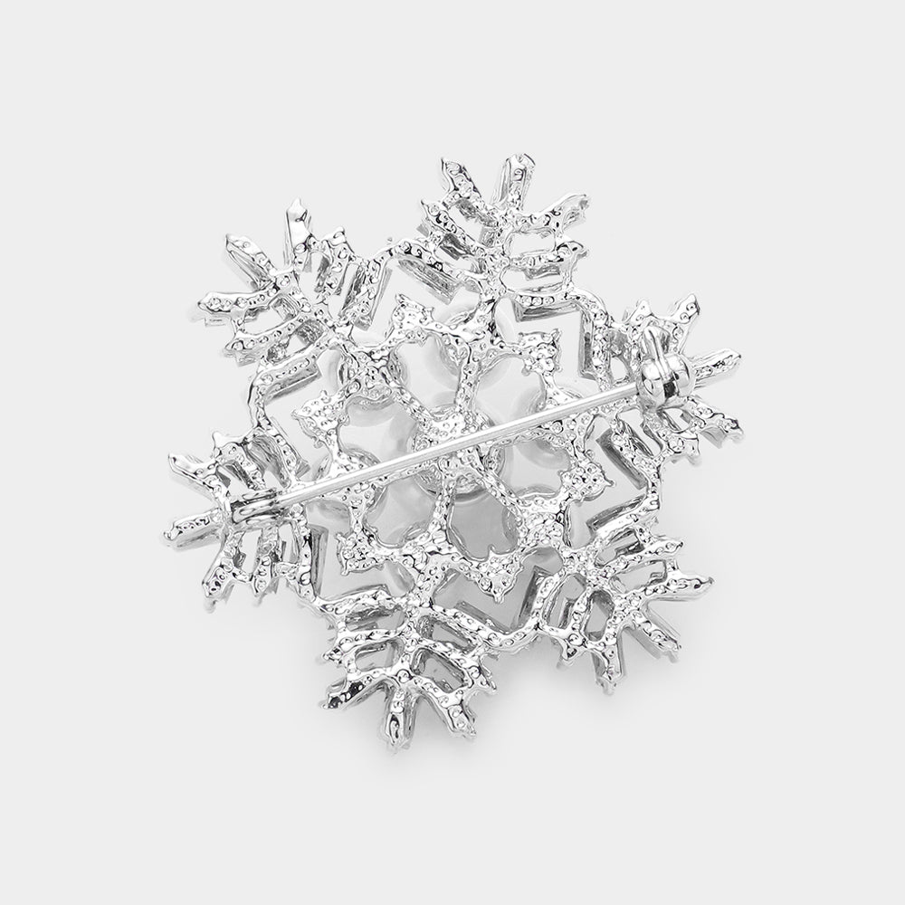 iLLASPARKZ Crystal pearl snowflake brooch