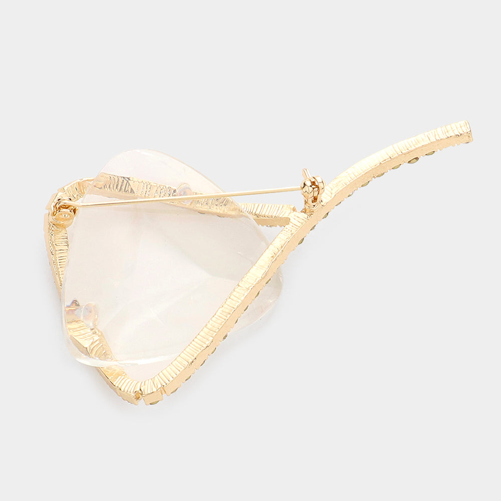 iLLASPARKZ Triangle Lucite Accented Stone Embellished Pin Brooch