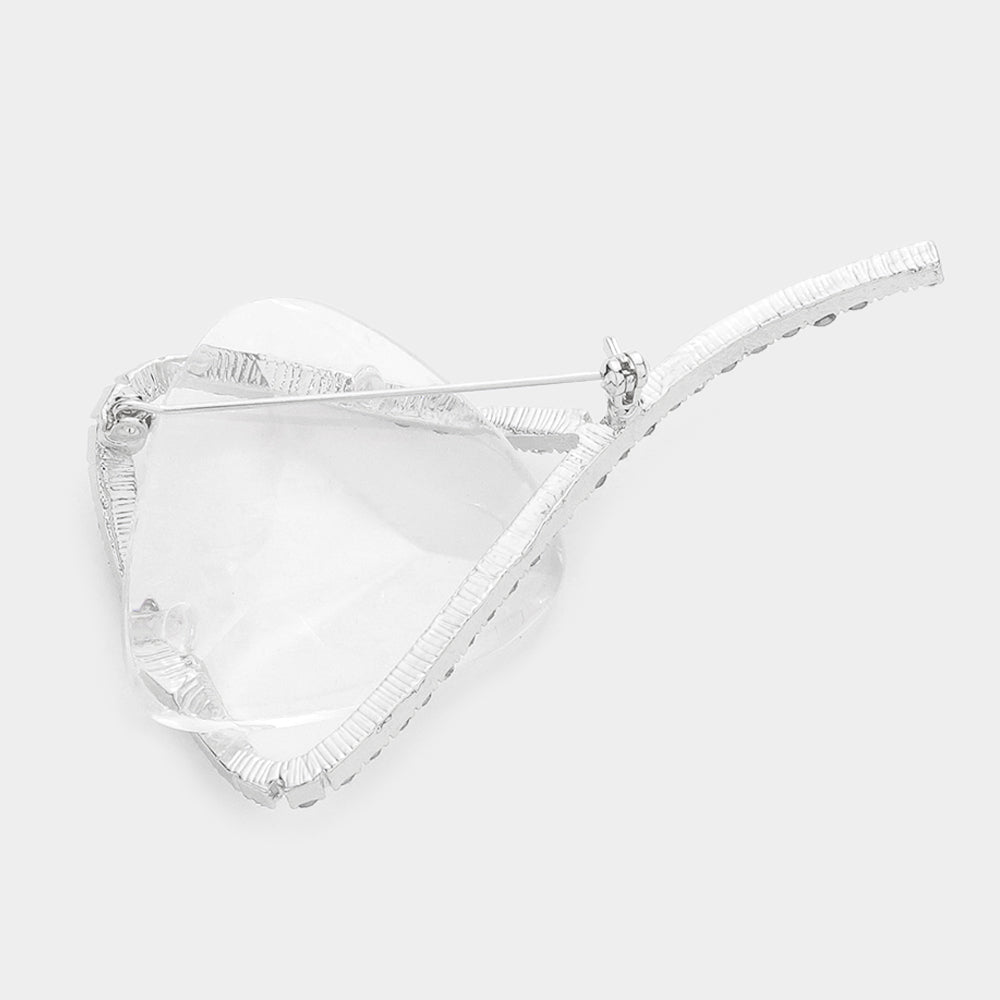 iLLASPARKZ Triangle Lucite Accented Stone Embellished Pin Brooch