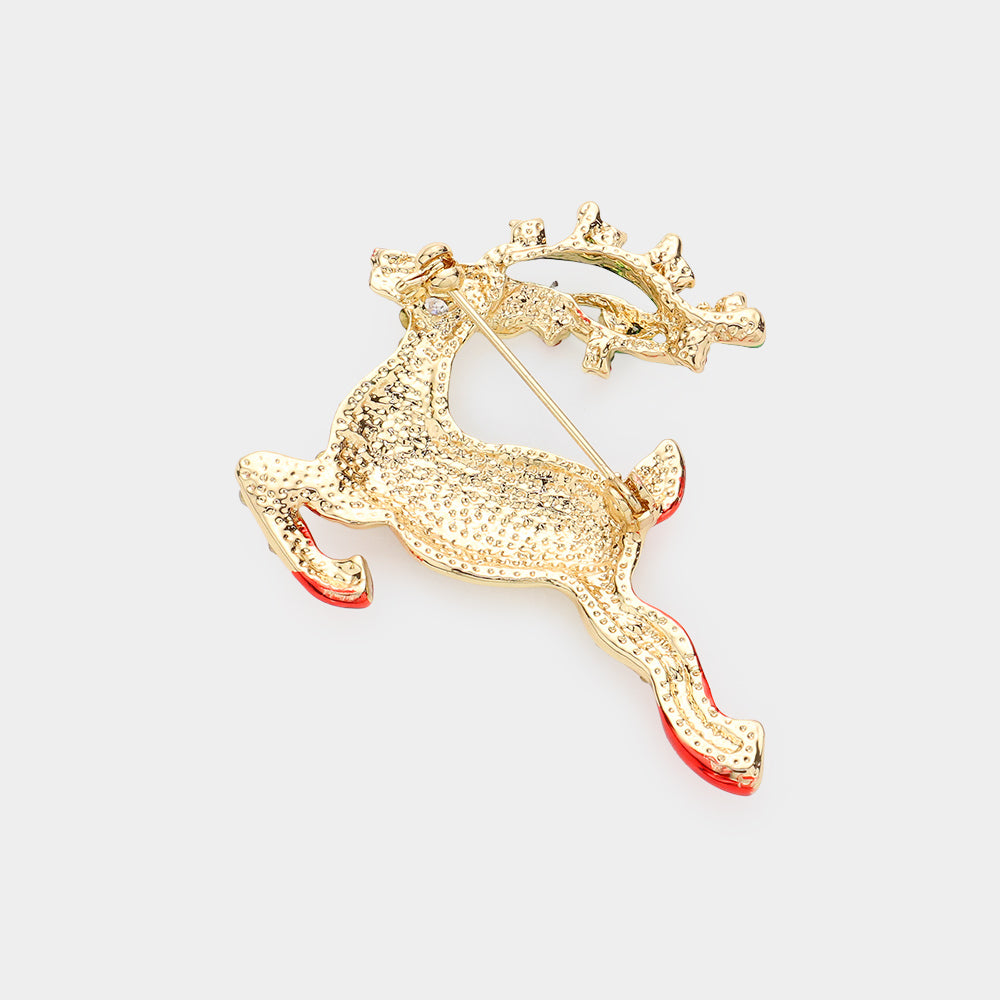 iLLASPARKZ Stone Christmas Rudolph Shoe Pin Brooch