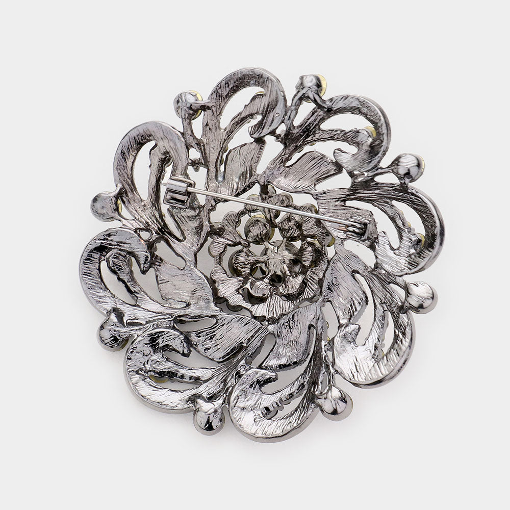 iLLASPARKZ Round Stone Flower Pin Brooch