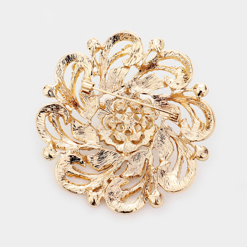 iLLASPARKZ Round Stone Flower Pin Brooch