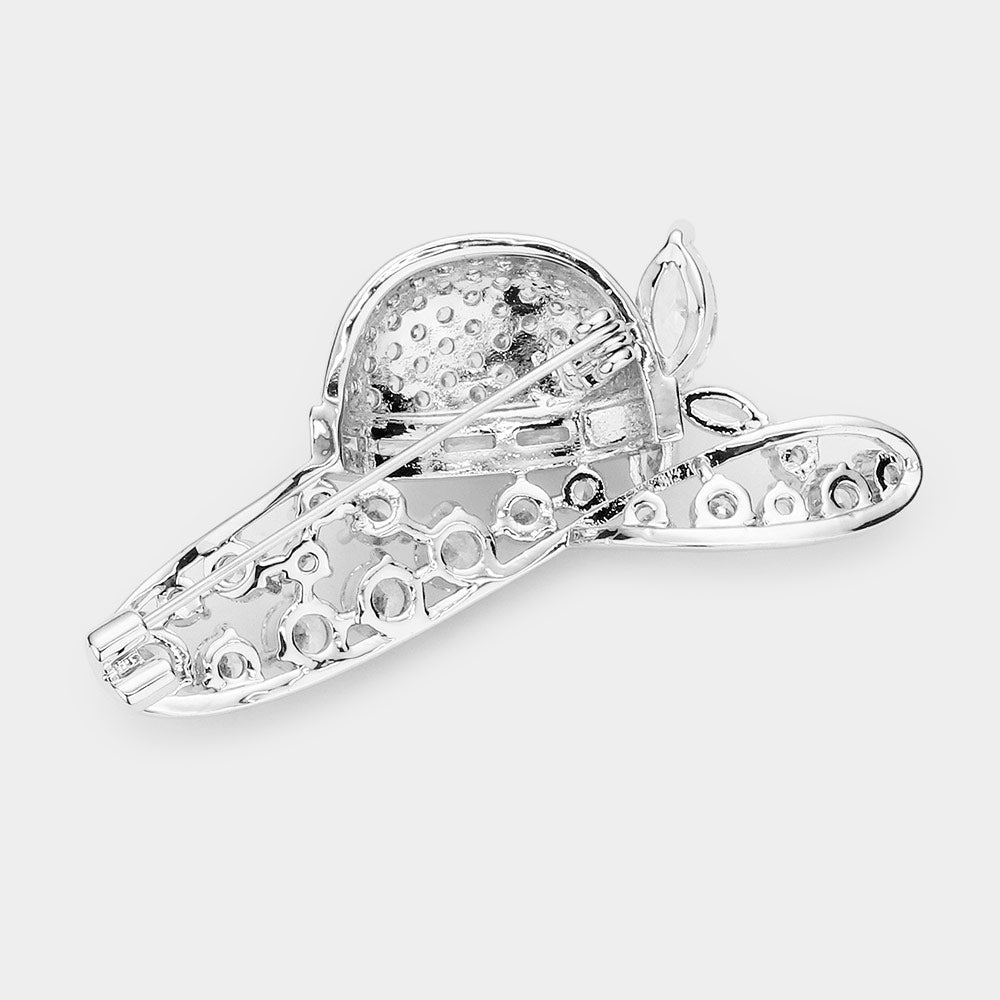 iLLASPARKZ White Gold Plated CZ Hat Pin Brooch