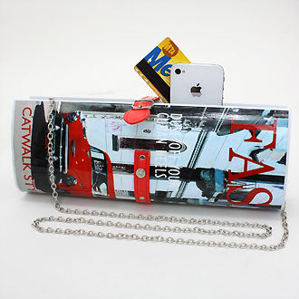 iLLASPARKZ Fashion Magazine Vinyl Clasp Clutch Bag