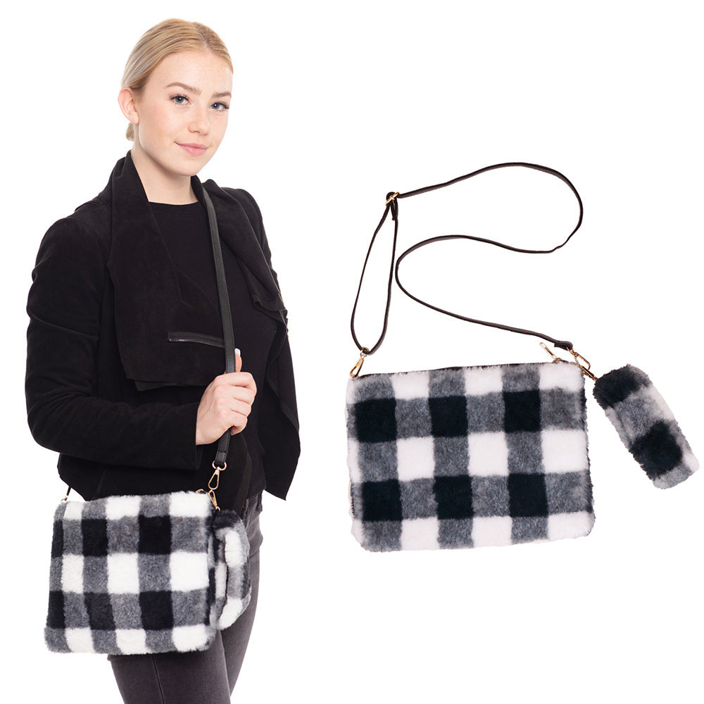 iLLASPARKZ Buffalo Plaid Check Crossbody / Wristlet Clutch Bag