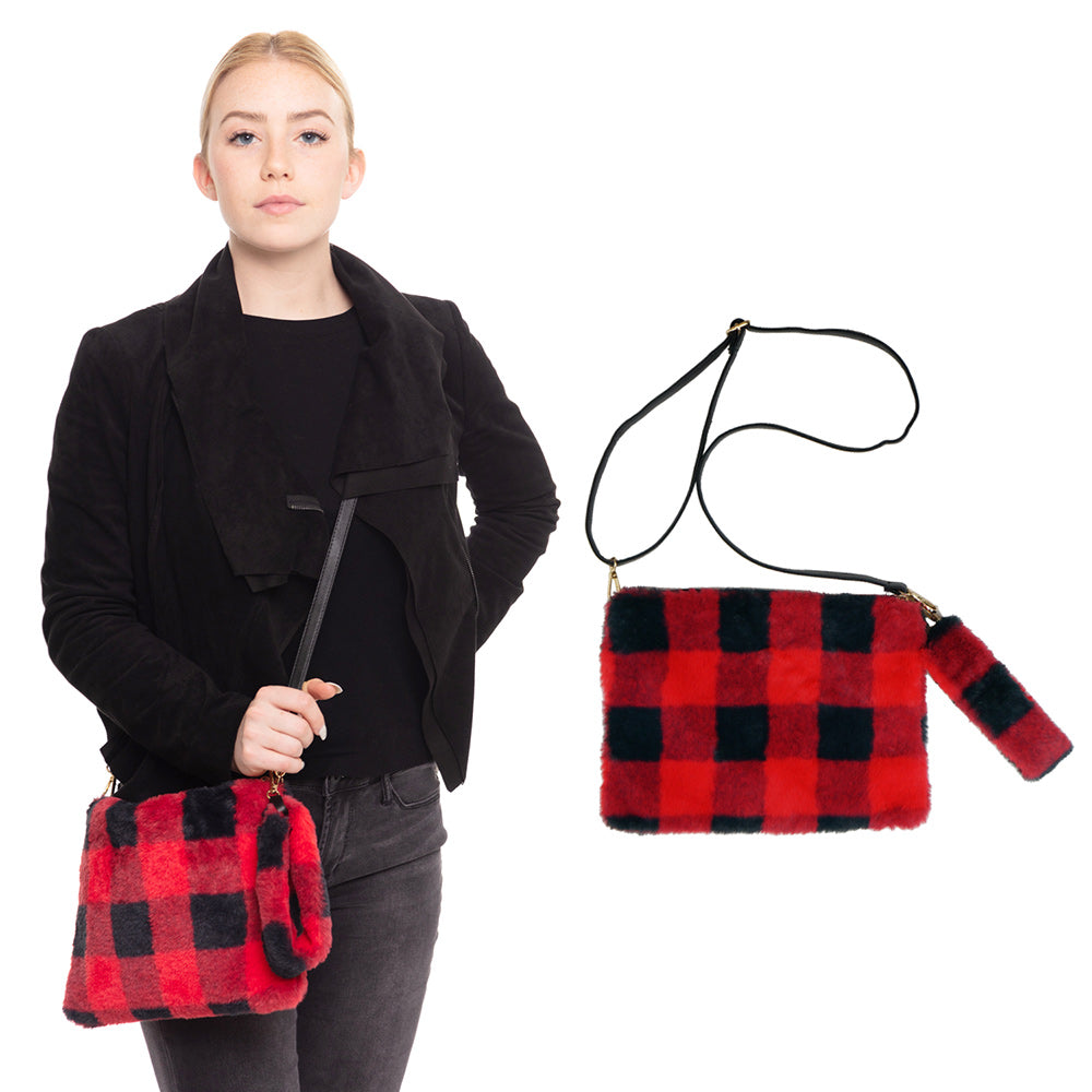 iLLASPARKZ Buffalo Plaid Check Crossbody / Wristlet Clutch Bag