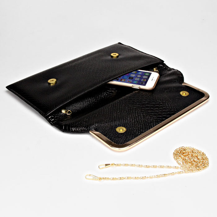 iLLASPARKZ Snake Skin Envelope Clutch Bag