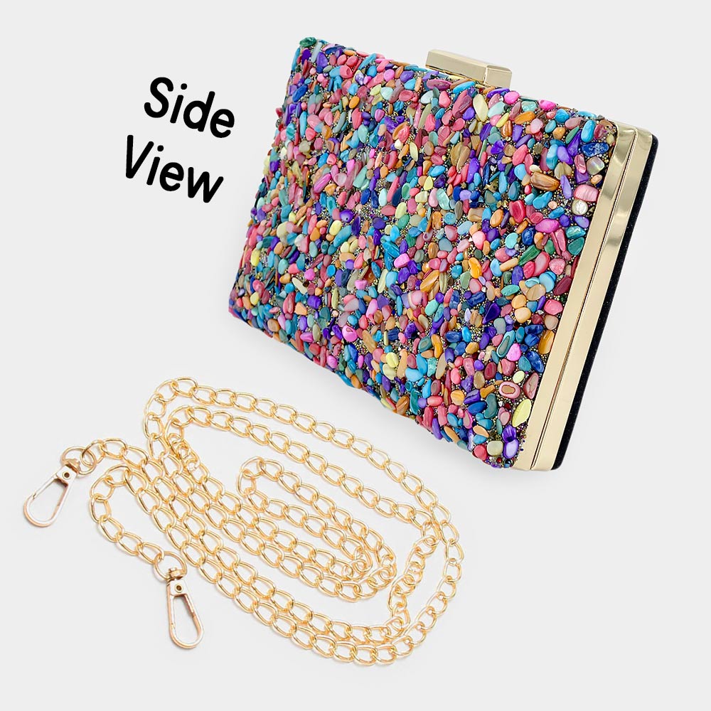 iLLASPARKZ Mother of Pearl Cluster Clutch / Crossbody Bag