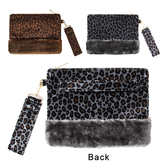 iLLASPARKZ Leopard Animal Print Fur Clutch Bag