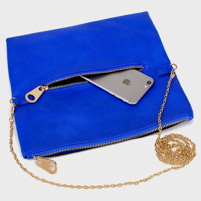 iLLASPARKZ Zip Foldover Clutch Bag with Chain Strap