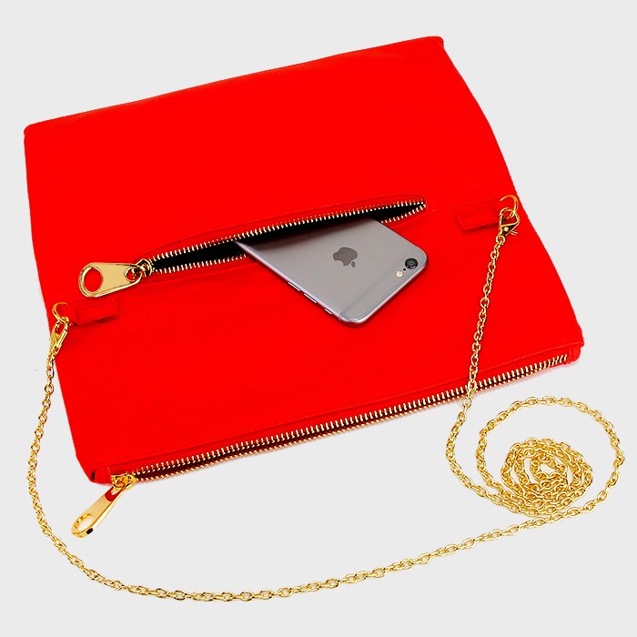 iLLASPARKZ Zip Foldover Clutch Bag with Chain Strap