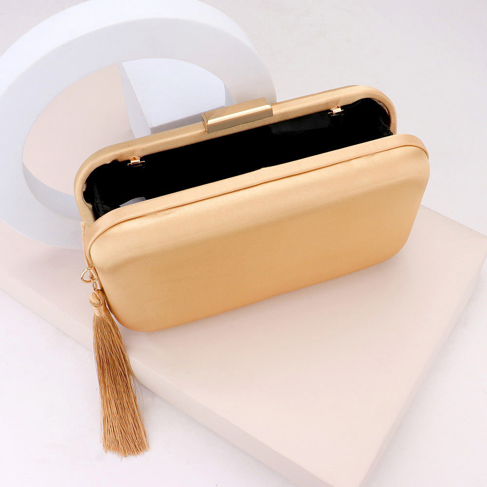 iLLASPARKZ Tassel Pointed Solid Clutch / Crossbody Bag