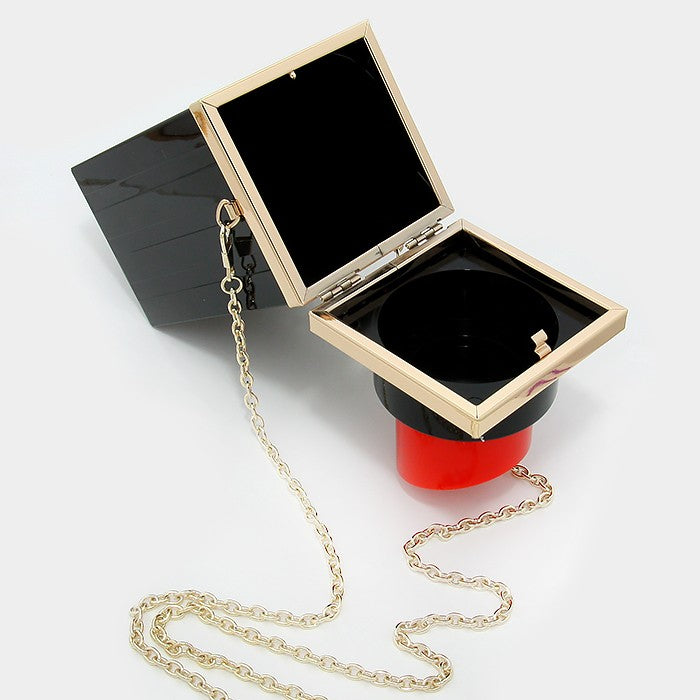 iLLASPARKZ Lipstick clutch bag with metal chain strap