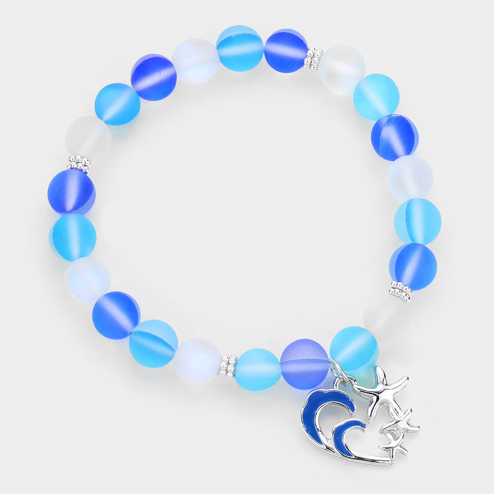 iLLASPARKZ Enamel Starfish Charm Stretch Beaded Bracelet