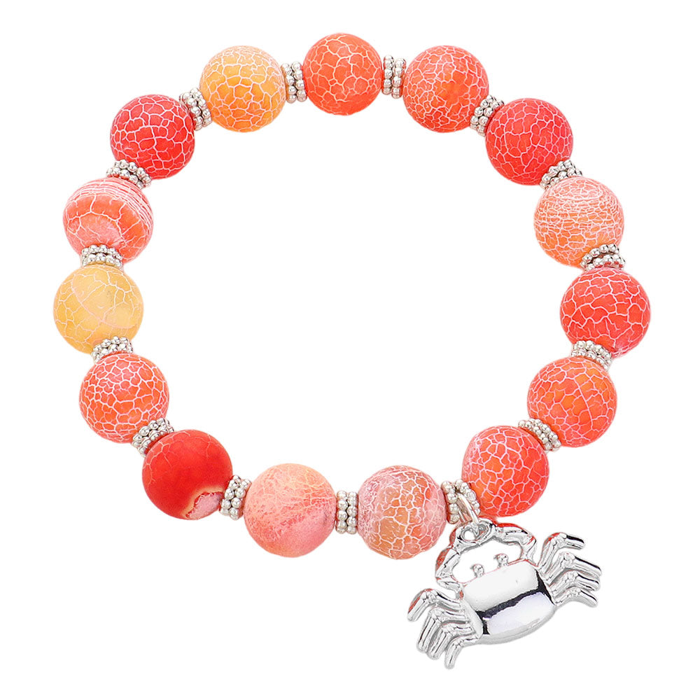 iLLASPARKZ Crab Charm Beaded Stretch Bracelet