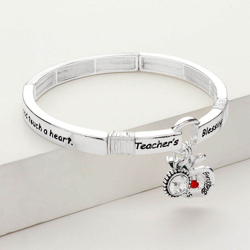 iLLASPARKZ TEACHERS BLESSING Message Stretch Charm Bracelet